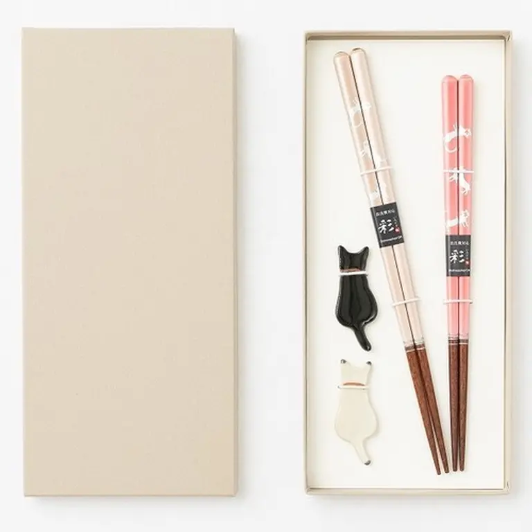 Palillos japoneses neko con funda Ser de palillos kawaii de madera – The  Japanese Tea Hub